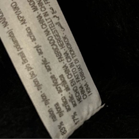 Zara Women Cardigan Fur With Crystal Buttons Goth Moody Black L - Picture 7 of 7